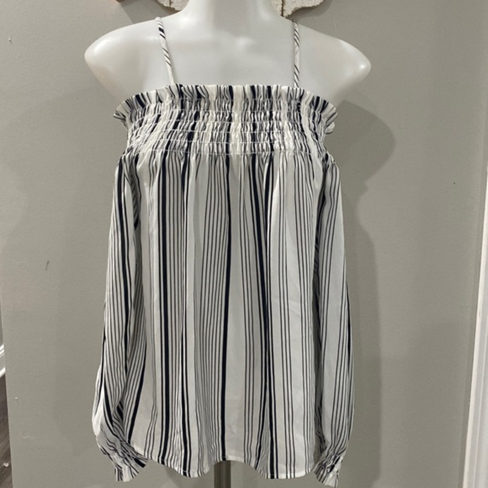 BP Cold Shoulder Stripped Blouse‎